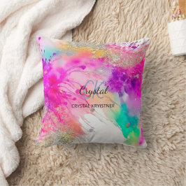 Söt Colorful Paint Stänk monogram Kudde