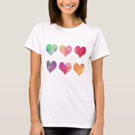 Söt Colorful Six Hearearts T Shirt