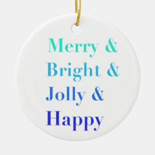Söt Colorful Typography Merry Bright jul Julgransprydnad Keramik