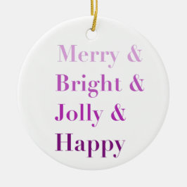 Söt Colorful Typography Merry Bright jul Julgransprydnad Keramik