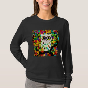 Söt Colorful Uggla Art T Shirt