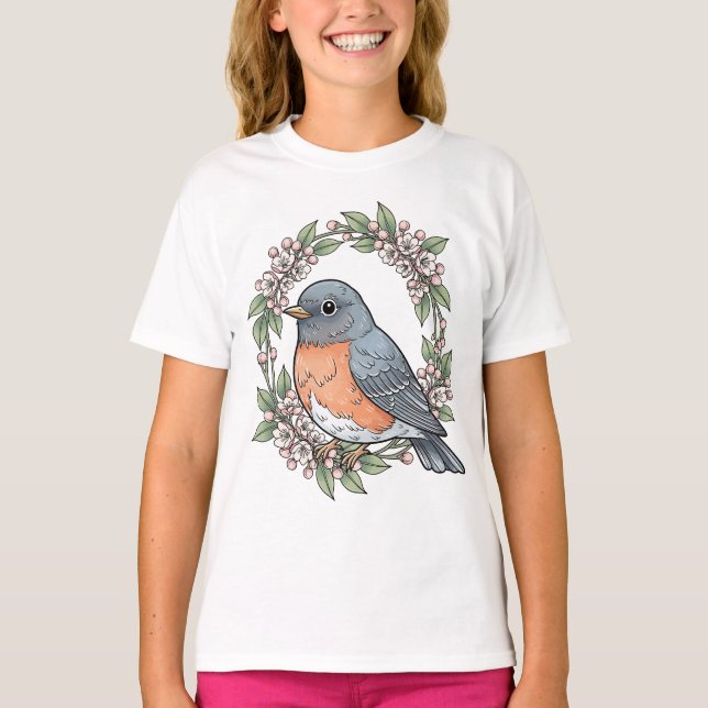 Söt Connecticut-fågel med Mountain Laurel T Shirt (Framsida)