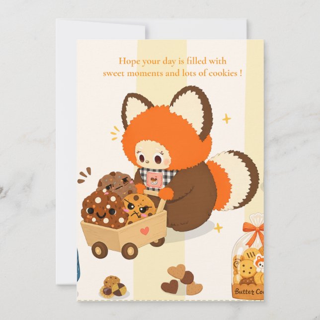 Söt Cookie Röd Panda Tom Kort | Personlig (Baksida)