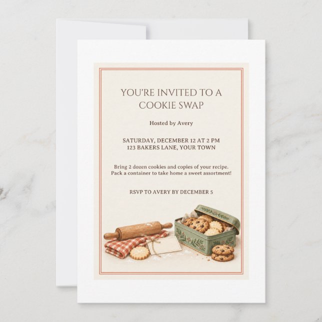 Söt Cookie Swap-partaj Invitation Inbjudningar (Framsida)