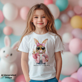 Söt cool kanin fredstecken anpassad text tjej t shirt