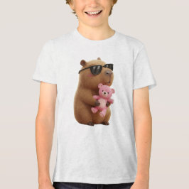 Söt Cool Kapybara som kramar Teddybjörn Barn T-Shi T Shirt