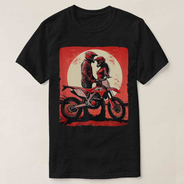 Söt coola-motorcykelpar för Valentines day T Shirt (Design framsida)