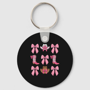 Söt Coquette-båge Rosa Cowgirl-stövlar Och Hattar Nyckelring