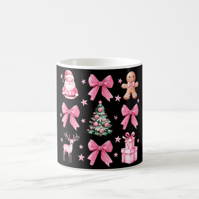 Söt Coquette-båge Rosa jul Tomte Pepparkakor Magisk Mugg (Center)