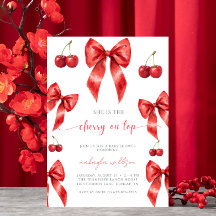 Söt Coquette Cherry på Top Baby Shower Red