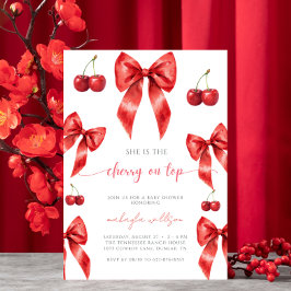 Söt Coquette Cherry på Top Baby Shower Red Inbjudningar
