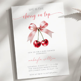 Söt Coquette Cherry på Top Baby Shower rosa & red Inbjudningar