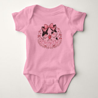 Söt Coquette Körsbär Katt Baby-bodysuit Gåvor T Shirt