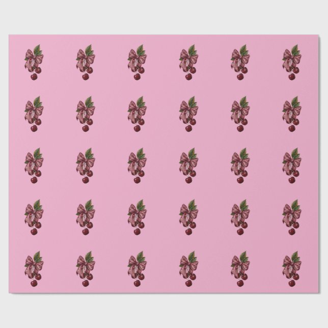 Söt Coquette Körsbärsband Rosa Estetik Presentpapper (Platt)