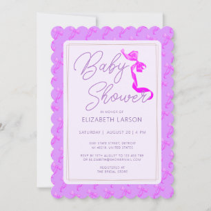 Söt Coquette Lila Flasksmycke Elegant Bebis Shower Inbjudningar
