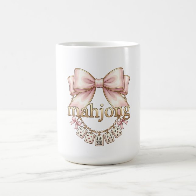 Söt Coquette Rosa Båge Mahjong Charm Kvinnors Kaffemugg (Center)
