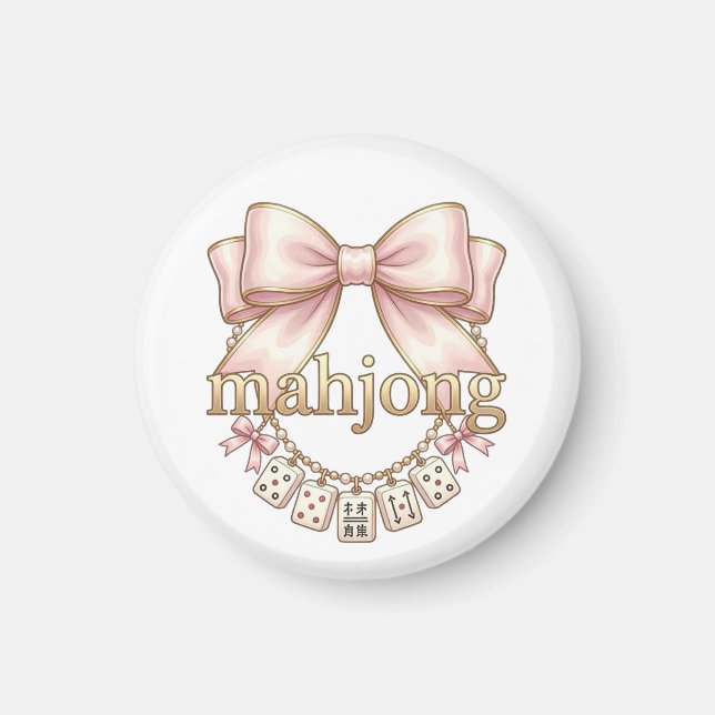 Söt Coquette Rosa Båge Mahjong Charm Kvinnors Magnet (Framsidan)