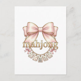 Söt Coquette Rosa Båge Mahjong Charm Kvinnors Vykort
