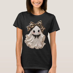 Söt Coquette Spök Halloween Leopard rosett T Shirt