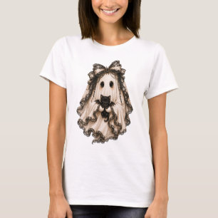 Söt Coquette-spöke med katt Halloween T Shirt