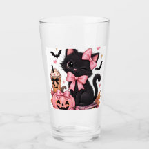 Söt Coquette Svart Katt Halloween med Rosa Slingor