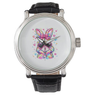 Söt Coquette Tie Dye Kanin Påskharen Kvinnor Gi Armbandsur