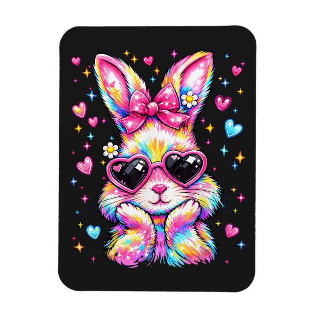 Söt Coquette Tie Dye Kanin Påskharen Magnet (Vertikal)