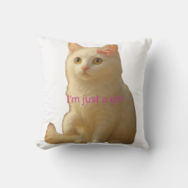 Söt Coquette Vit Katt Jag Är Bara En Tjej Rosa Ban Kudde