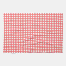 Söt Coral Classy Gingham Mönster Kökshandduk