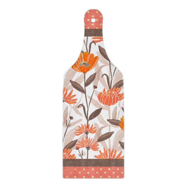 Söt Coral & Orange Blommigt Panel (Framsidan)