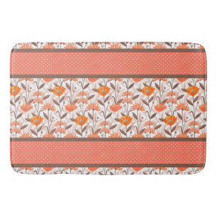 Söt Coral & Orange Blommigt Panel Badrumsmatta