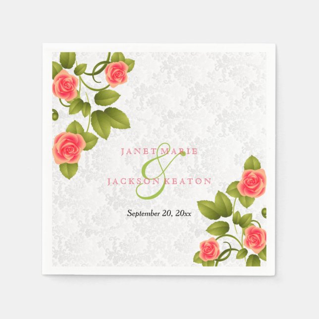 Söt Coral Ro Flower Pappersservett (Framsidan)