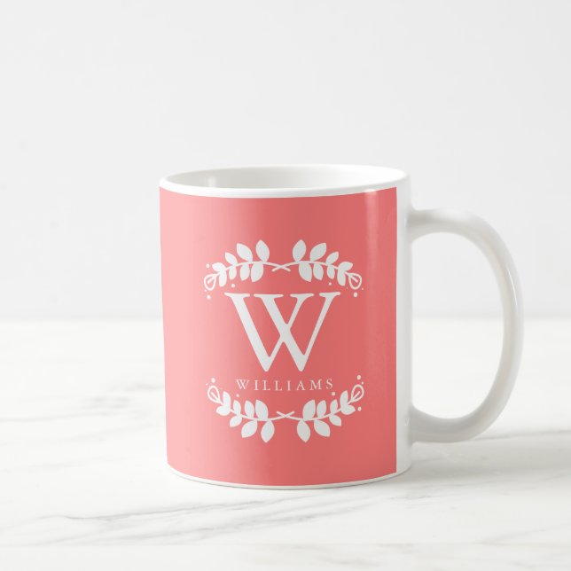 Söt Coral Rosa Monogram Kaffemugg (Höger)