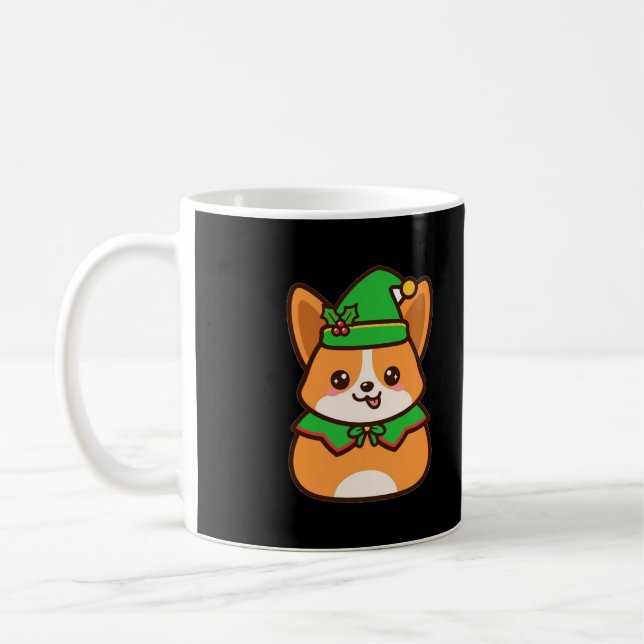 Söt Corgi Alv Jul Kaffemugg (Vänster)