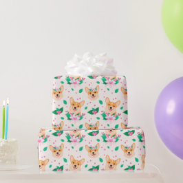 Söt Corgi Blommig Presentpapper