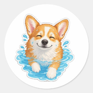 Söt Corgi-dekal, lycklig hundägarepresent Runt Klistermärke