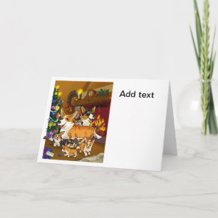 Söt Corgi-familj jul Kort