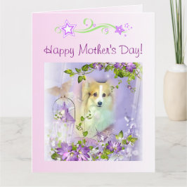 Söt Corgi för lycklig mors dag Kort