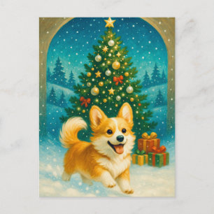 Söt Corgi Glad God Jul Träd Kort