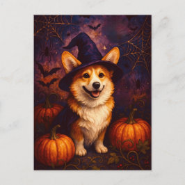 Söt Corgi Glad Halloween Postkort Postcrossing Vykort
