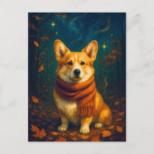 Söt Corgi Glad Höst Höstpark Postkort Vykort