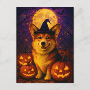 Söt Corgi Gott Halloween Postkort Postcrossing Vykort