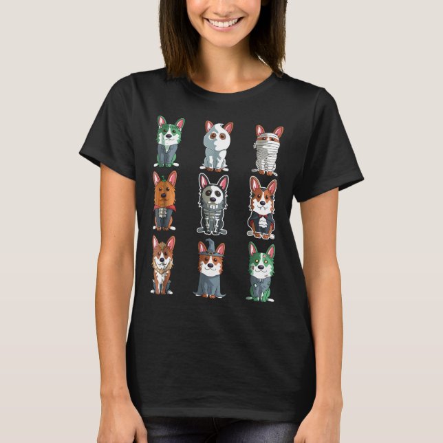 Söt Corgi Halloween Halloween T-shirt (Framsida)