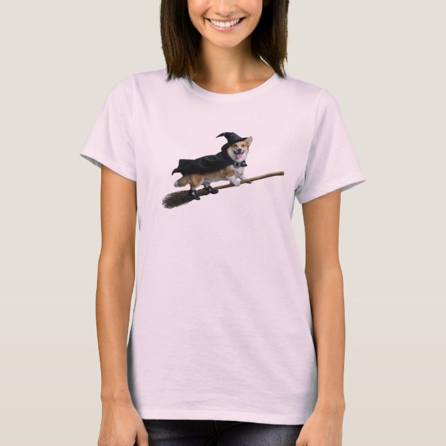 Söt Corgi Häxa T-Shirt (Framsida)