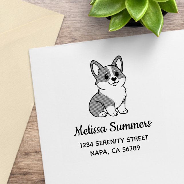 Söt Corgi Hund Adress Stämpel (Skapare uppladdad)