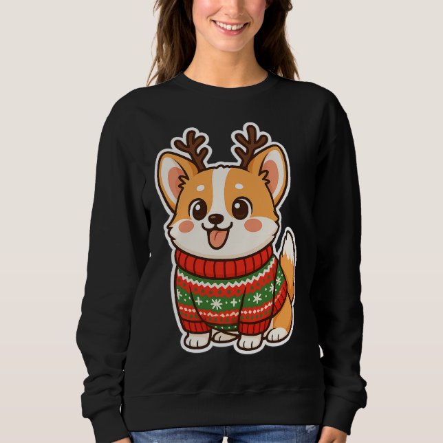 Söt Corgi Hund Fula Jul Tröja Högtidlig Swea (Framsida)