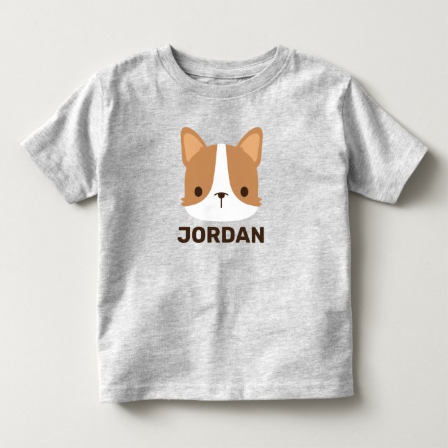 Söt Corgi Hund med Personligt Namn T Shirt (Framsida)
