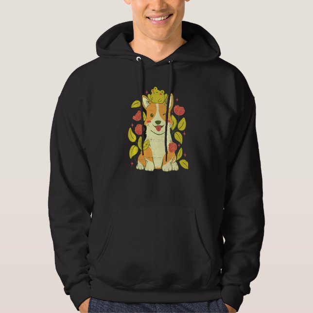 Söt Corgi Hund Och Groda   Hoodie (Framsida)