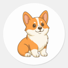 Söt Corgi Hund Runt Klistermärke