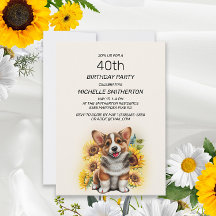 Söt Corgi Hund Solrosor 40-årsdag